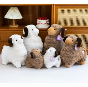 Collection of cute ram plush toys in white and brown, perfect for home decor or gifts.