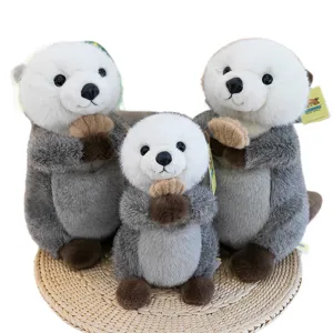 Set of three cute sea otter plush toys with magnetic feature for home decoration and gifts