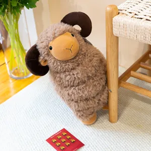 Adorable brown ram plush toy sheep with soft curly fur perfect for home decor and kids gift