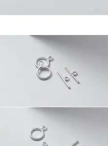 Detail view of smooth S925 sterling silver OT toggle clasps for DIY jewelry making