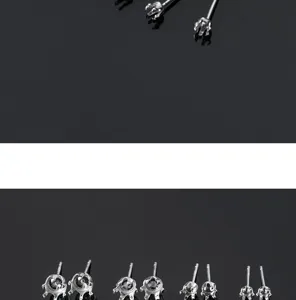 Detaillierte Makroansicht von 925 Sterling Silber 6-Krappen-Ohrstecker-Fassungen für DIY.