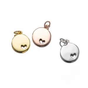 Set di pendenti rotondi in argento S925 con cuore traforato in oro, argento e rosa