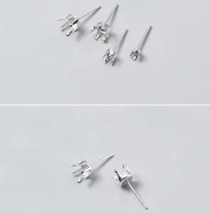Detailansicht von S925 Sterling Silber Ohrstecker-Fassungen mit sechs Zacken für DIY