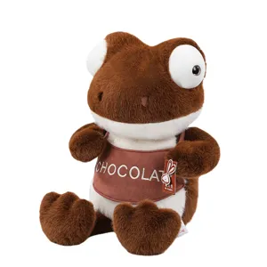 Maillard series brown plush chameleon toy doll with chocolate bib decoration