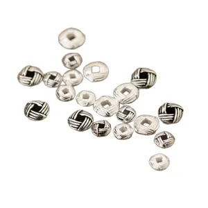 Premium S925 sterling silver striped square flat spacer beads for DIY jewelry making