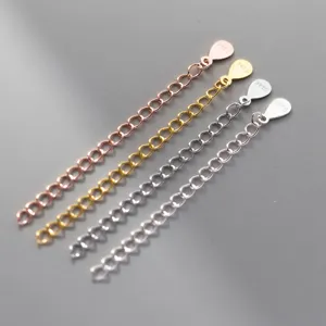 S925 sterling silver jewelry extension chains in gold rose gold finishes for DIY bracelets
