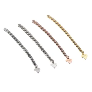 S925 sterling silver heart charm extension chains in four colors for DIY jewelry making