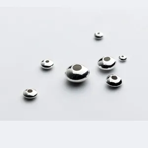 S925 Sterling Silver 3-8MM Flat Spacer Beads for Crystal Bracelet DIY Jewelry Making