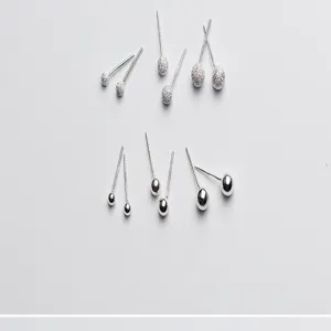 S925 zilveren bal oorknopjes, minimalistisch matte en glanzende ronde DIY sieraden onderdelen.