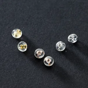 S925 silver and clear silicone earring backs in gold and silver finishes