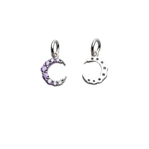 Pendentifs lune en argent sterling 925 avec zircons violets sertis pour bijoux DIY créatifs