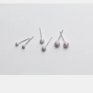 S925 zilveren gematteerde ronde bal oorknopjes, minimalistische DIY sieraden accessoires.