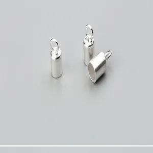 Close-up of S925 sterling silver cord end caps for DIY jewelry making accessories