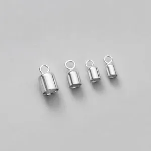 S925 Sterling Silver Cord End Caps DIY Jewelry Findings Cylinder Glue-In End Caps For Leather Cord Connection Handmade Bracelet Necklace Connectors