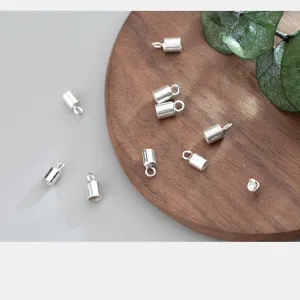 S925 sterling silver 2-4mm cord end caps for DIY jewelry making and components