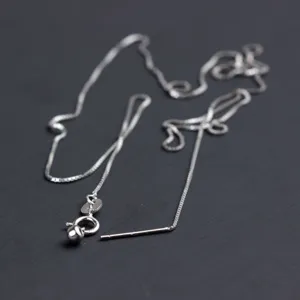 Collana a catena box in argento sterling S925 con ago per creazione gioielli DIY