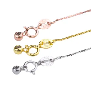 Componenti per collana a catena box regolabile in argento S925 in tre colori per gioielli DIY