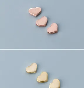 925 silver brushed heart spacer beads for DIY jewelry making bracelets and necklaces