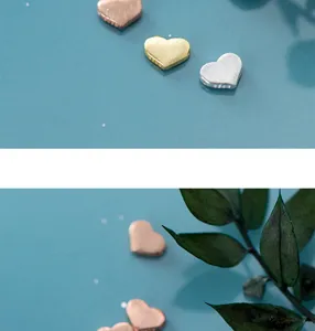 925 silver electroplated gold brushed heart bead DIY bracelet spacer accessory detail shot