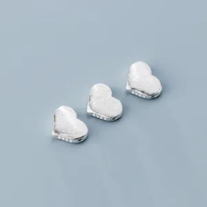 925 Sterling Silver Heart Spacer Beads Brushed Metal Loose Beads For Handmade DIY Bracelet Necklace Jewelry Making Finding Craft