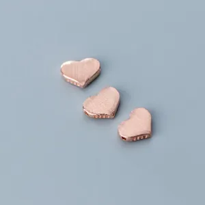 High quality 925 silver brushed heart shaped spacer beads for DIY jewelry making