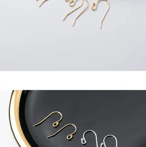 Détail des crochets d'oreilles en argent 925 plaqué or et argent pour la création de bijoux DIY