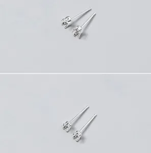 Makroansicht von S925 Sterlingsilber 6-Zacken-Ohrstecker-Fassungen für DIY-Schmuck
