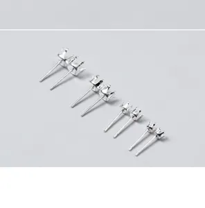 Vier Größen S925 Sterlingsilber Sechs-Krallen-Ohrstecker-Basen für DIY-Schmuckherstellung