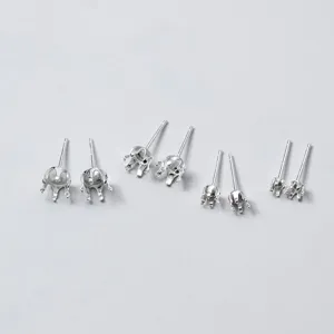 S925 Sterlingsilber Sechs-Krallen Ohrstecker Zubehör DIY Schlicht Silber Krone Ohrring Pfosten Einstellungen Für Schmuckherstellung