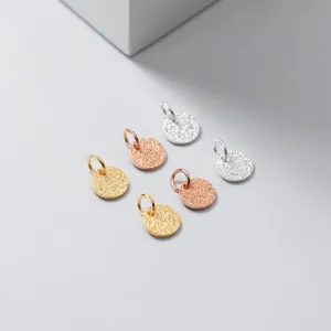 S925 sterling silver 6mm frosted round disc charms for DIY jewelry making in three colors