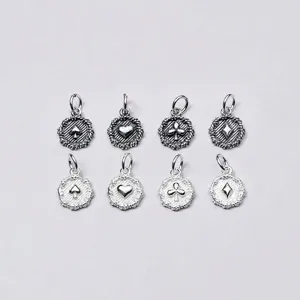 Vintage S925 sterling silver poker suit charms for DIY bracelet and jewelry making