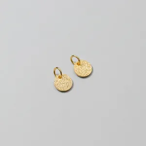 S925 sterling silver 6mm textured sand round gold pendant charms for DIY jewelry