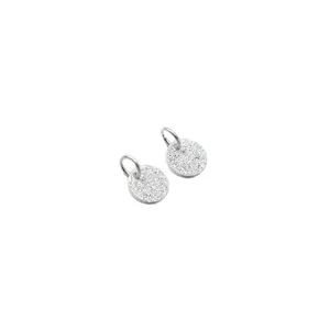 Pair of S925 sterling silver 6mm sandblasted round pendants for DIY jewelry making