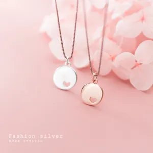 Ciondolo Solo Senza Catena in Argento Sterling 925 Tondo con Cuore Traforato per Donna DIY Accessori per Creazione Gioielli Regalo Ciondolo Cuore