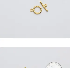 Close-up of S925 sterling silver plated gold OT clasp jewelry findings for DIY bracelets