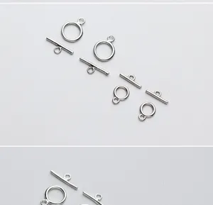 Detailed macro view of S925 silver plated OT toggle clasps for DIY jewelry