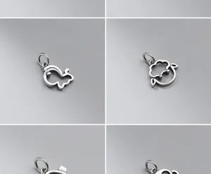 Macro view of matte S925 sterling silver openwork zodiac animal charms for DIY jewelry