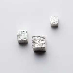High-quality S925 sterling silver striped cube beads for DIY jewelry and bracelet making