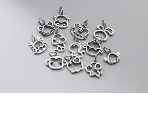 Detailed view of matte S925 silver hollow Chinese zodiac animal charms for DIY jewelry