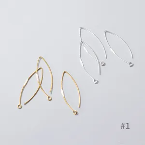 Crochets d'oreilles en argent S925 en forme de V pour bijoux DIY en or et argent