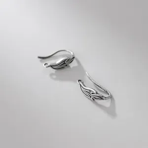 Ganci per orecchini in argento sterling S925 satinato motivo foglia per gioielli DIY