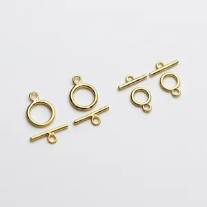 Premium S925 sterling silver gold plated toggle OT clasp for DIY jewelry bracelet making