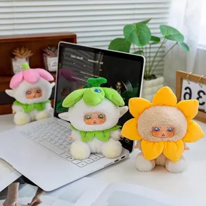 Peluches d'esprits floraux avec visages en vinyle, ornements pour bureau ou sac