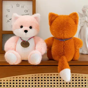 Cute plush animal toy pair in pink and orange for home decor