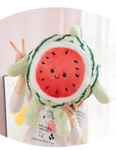 Cute watermelon turtle plush toy soft stuffed animal doll kawaii huggable throw pillow gift