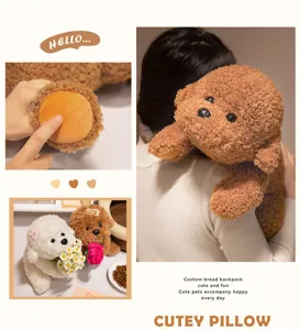 Detailaufnahmen zeigen das magnetische Teddyhund-Plüschtier als beruhigendes Kuschelkissen