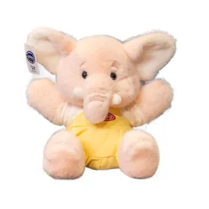 Simpatico peluche elefante rosa con pigiama giallo morbido cuscino per la nanna dei bambini