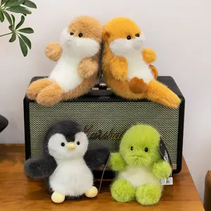 Adorable mini puff penguin and otter plush toys soft animal pendant charm for gifts