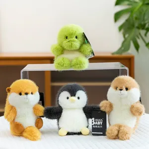Set of four cute plush animal toys with soft faux fur texture for gift decoration