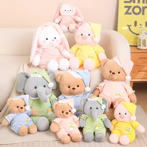 Good Night Series Plush Toy Animal Stuffed Doll Soft Sleeping Pillow For Kids Friends Birthday Gift Cute Bear Rabbit Pig Elephant